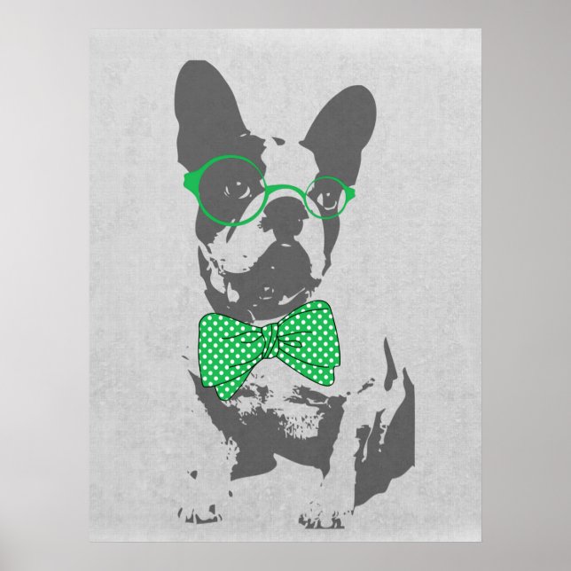 Cute lustig trendig vintage Djuren Fransk Bulldog Poster (Framsidan)