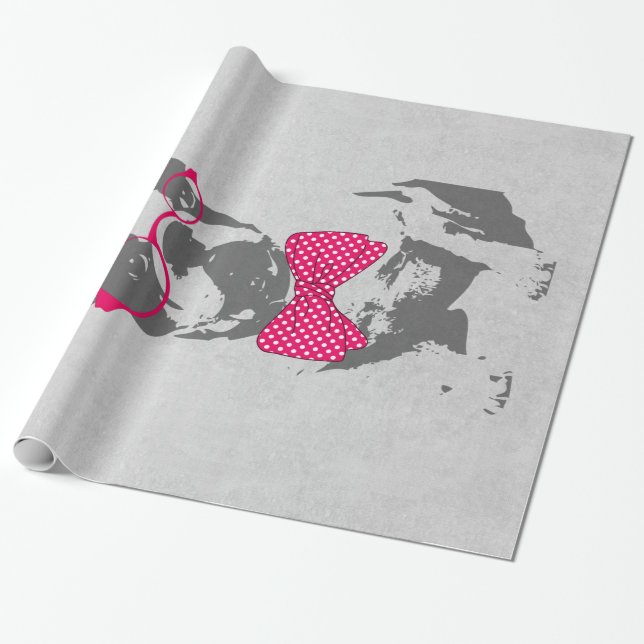 Cute lustig trendig vintage Djuren Fransk Bulldog Presentpapper (Utrullad)