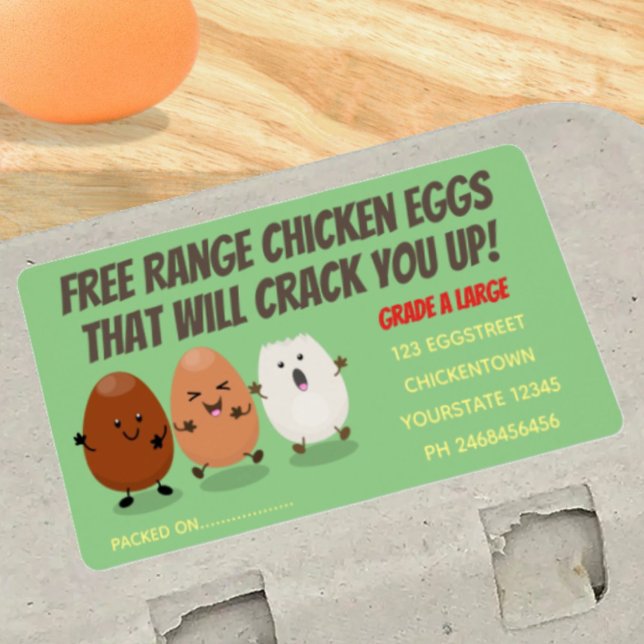 Cute lustiga ägg tecknad äggkartong fraktsedel (Promote your produce with cartoon humour!)