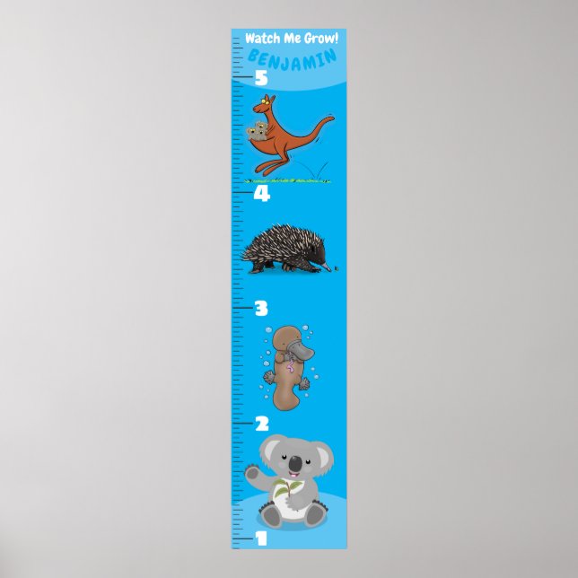 Cute-lustiga australiska djur - tillväxtdiagram fö poster (Framsidan)