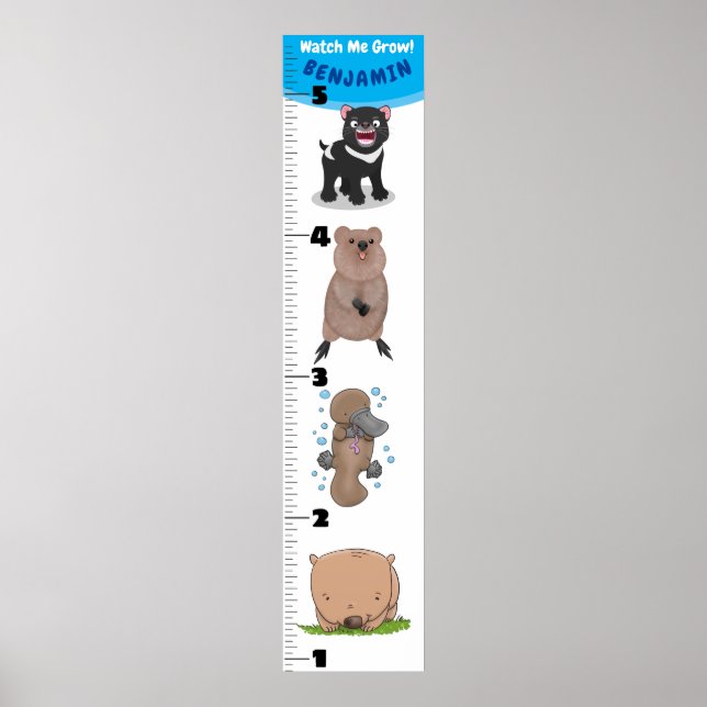 Cute-lustiga australiska djur - tillväxtdiagram fö poster (Framsidan)