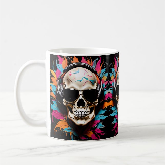 Cute lustiga musikaliska skalle kaffemugg (Vänster)