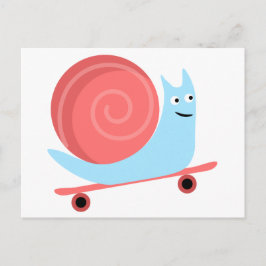 Cute lustiga snigel rider på skateboard vykort