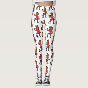 Cute lustiga tecknader för att spela fotboll leggings