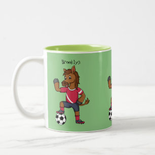 Cute lustiga tecknader för att spela fotboll Två-Tonad mugg