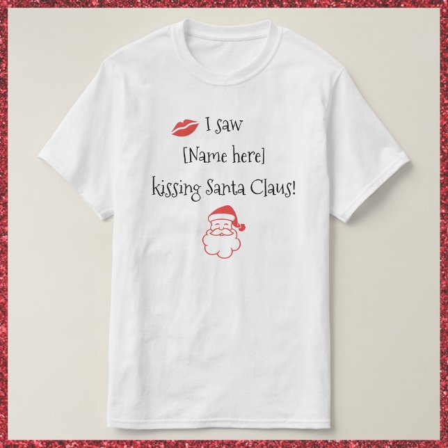 Cute, Lustigt Kissing Jultomten T Shirt (Skapare uppladdad)