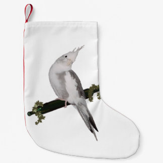 Cute Lutino Cockatiel Bird Ivy Perch Animal Liten Julstrumpa