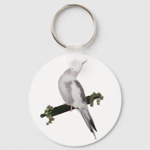 Cute Lutino Cockatiel Bird Ivy Perch Animal Nyckelring