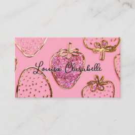 Cute Luxury Blush Pink Strawberry Pattern Visitkort