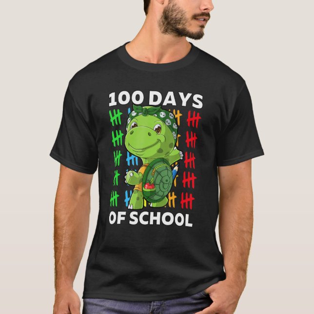 Cute Lycklig 100-årsdagen för skolsköldpaddans lär T Shirt (Framsida)