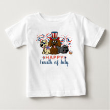Cute Lycklig 4 juli Hundar Fireworks Patriotic