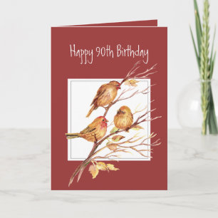 Cute Lycklig 90:e Birthday Sång Sparrows Kort