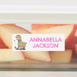 Cute lycklig alpaca med fjärilspinnar personlig klistermärke