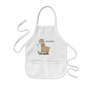 Cute lycklig alpaca med fjärilspinnar tecknad barnförkläde