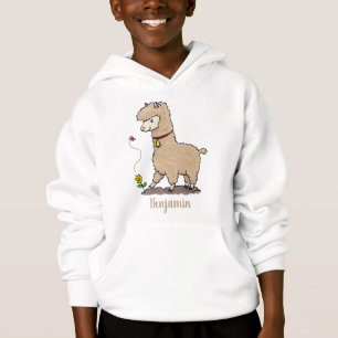 Cute lycklig alpaca med fjärilspinnar tecknad t shirt
