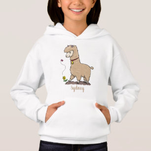 Cute lycklig alpaca med fjärilspinnar tecknad t shirt