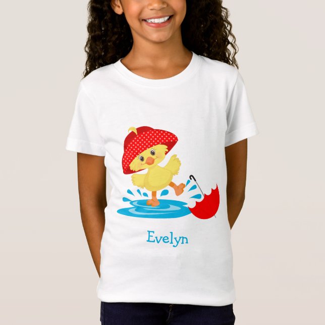 Cute Lycklig Anka i Spanien med första Namn T Shirt (Framsida)