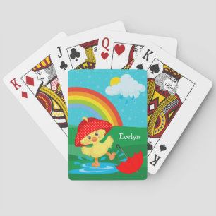 Cute Lycklig Anka i Spanien med regnbåge Casinokort