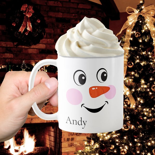 Cute Lycklig Anpassningsbar Sömmande Child Snögubb Kaffemugg (Skapare uppladdad)