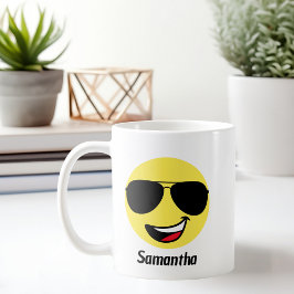 Cute Lycklig Ansikte & Aviator Glass,Roligt Kaffemugg