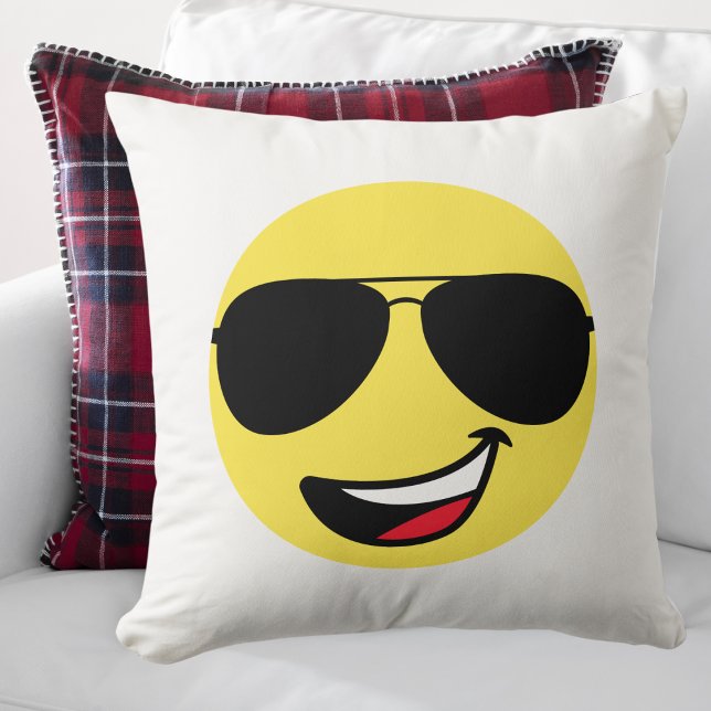 Cute Lycklig Ansikte & Aviator Glass,Roligt Kudde (Skapare uppladdad)