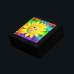 Cute Lycklig Ansikte Flowers Smyckeskrin<br><div class="desc">Den vackra och söta blomman lycklig ansikte i gult vilar på en säng av ljusa blommor av nyfödd färgad. Färgfull och glad.</div>