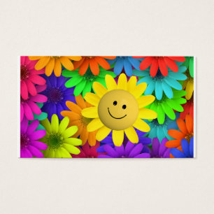 Cute Lycklig Ansikte Flowers Visitkort