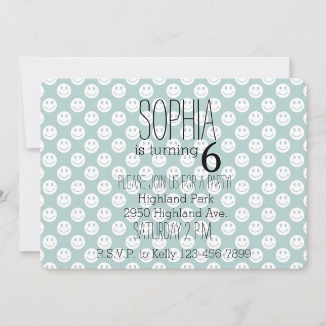 Cute Lycklig Ansikte Inbjudningar (Framsida)