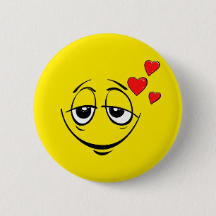 Cute Lycklig Ansikte Kärlek Emoji Knapp