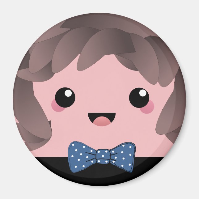 Cute lycklig ansikte kawaii Japansk tecknad docka  Magnet (Framsidan)