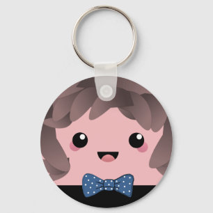 Cute lycklig ansikte kawaii Japansk tecknad docka Nyckelring