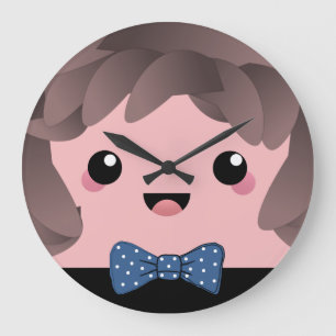 Cute lycklig ansikte kawaii Japansk tecknad docka Stor Klocka