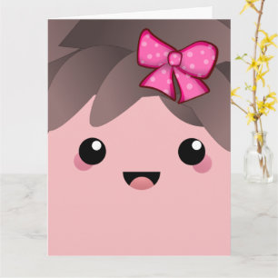 Cute lycklig ansikte kawaii Japansk tecknad rosa Kort