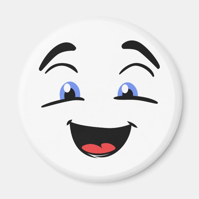 Cute Lycklig Ansikte med blå Öga Magnet (Framsidan)