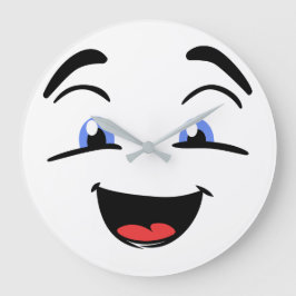 Cute Lycklig Ansikte Stor Klocka