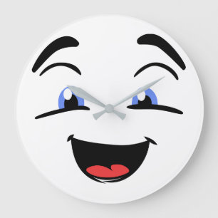 Cute Lycklig Ansikte Stor Klocka