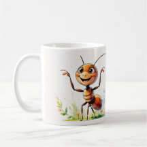 Cute Lycklig Ant Tecknad Coffee Mugg