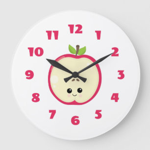 Cute Lycklig Apple Stor Klocka