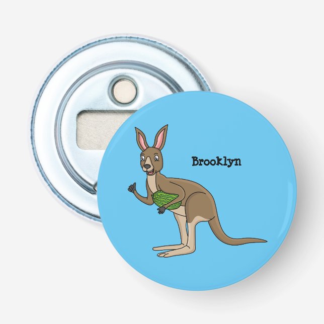 Cute lycklig australiska känguru illustration flasköppnare (Framsidan)