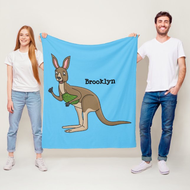 Cute lycklig australiska känguru illustration fleecefilt (På plats)