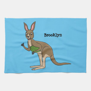 Cute lycklig australiska känguru illustration kökshandduk