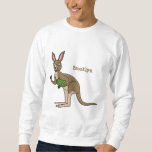 Cute lycklig australiska känguru illustration lång ärmad tröja