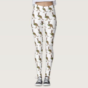 Cute lycklig australiska känguru illustration leggings