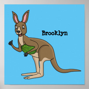 Cute lycklig australiska känguru illustration poster