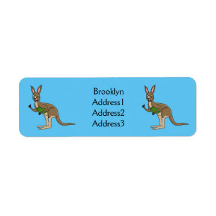 Cute lycklig australiska känguru illustration returadress etikett