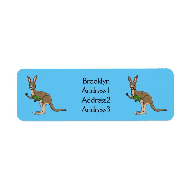 Cute lycklig australiska känguru illustration  returadress etikett (Framsidan)