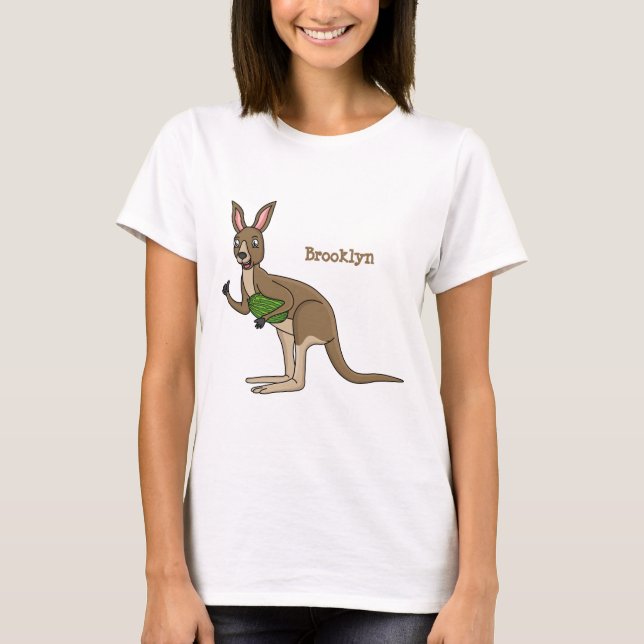 Cute lycklig australiska känguru illustration t shirt (Framsida)