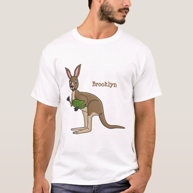 Cute lycklig australiska känguru illustration t shirt (Framsida)