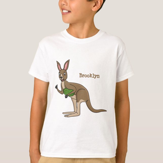 Cute lycklig australiska känguru illustration t shirt (Framsida)