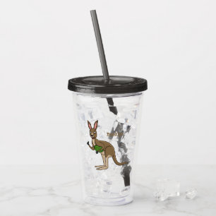 Cute lycklig australiska känguru illustration take away mugg